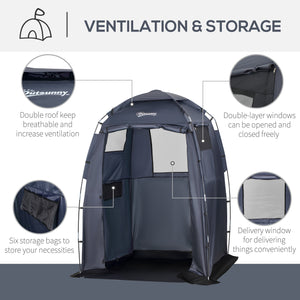 Tente de douche 60" x 60" x 82" extra large, abri de camping portable et privé avec fenêtres et tapis de sol, bleu foncé