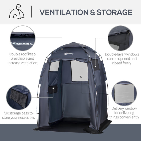 Tente de douche 60" x 60" x 82" extra large, abri de camping portable et privé avec fenêtres et tapis de sol, bleu foncé