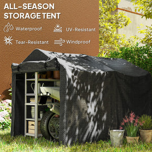 Abri de jardin portable résistante aux UV avec porte zippée enroulable, noir