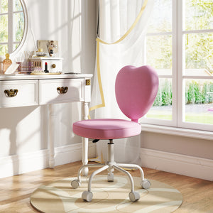 Chaise de bureau avec dossier en forme de cœur, rose