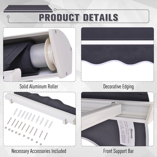 Auvent rétractable de 3,9 x 2,3 pieds, gris foncé