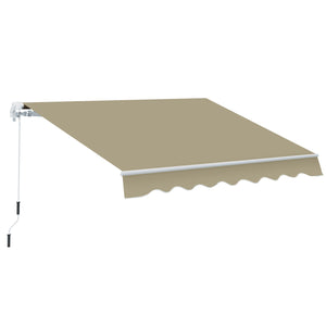 8'x7' Patio Awning Manual Retractable Sun Shade Outdoor Deck Canopy Shelter, Khaki