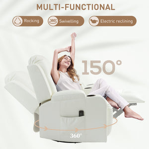 Fauteuil à bascule massant pivotant, blanc crème
