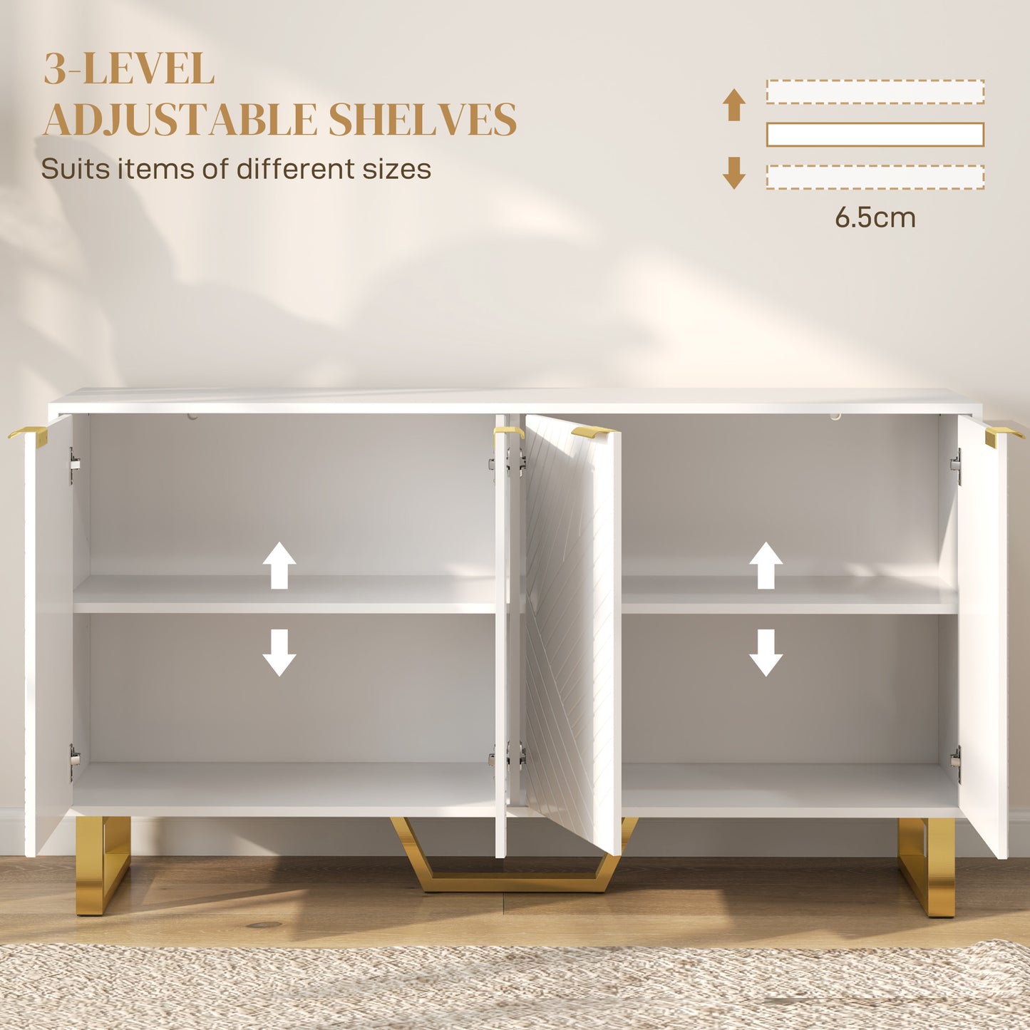 HOMCOM sideboard with adjustable shelves, white