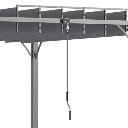 Pergola d'extérieur 12,8' x 9,7' avec toit rétractable en aluminium, gris
