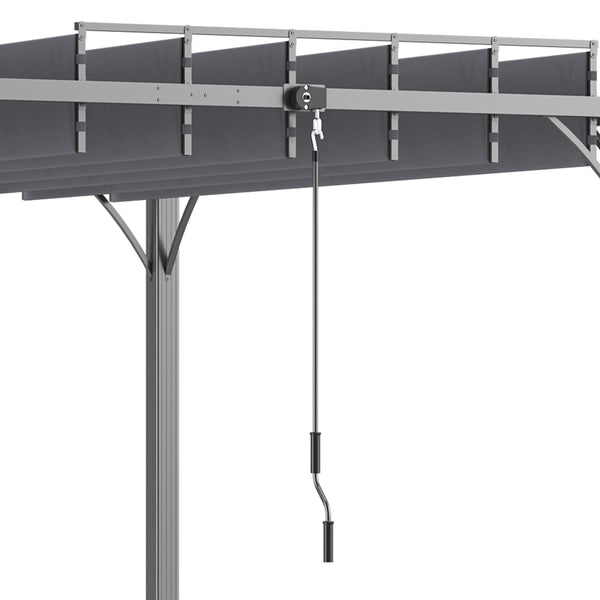 Pergola d'extérieur 12,8' x 9,7' avec toit rétractable en aluminium, gris