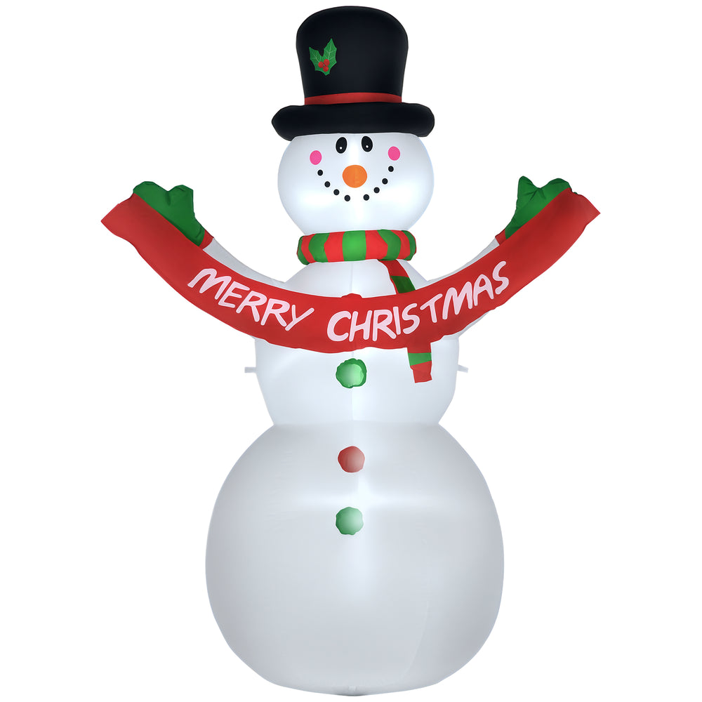 Bonhomme de neige gonflable de 2,4 mètres avec bannière lumineuse LED