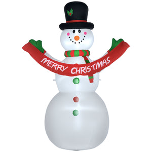 Bonhomme de neige gonflable de 2,4 mètres avec bannière lumineuse LED