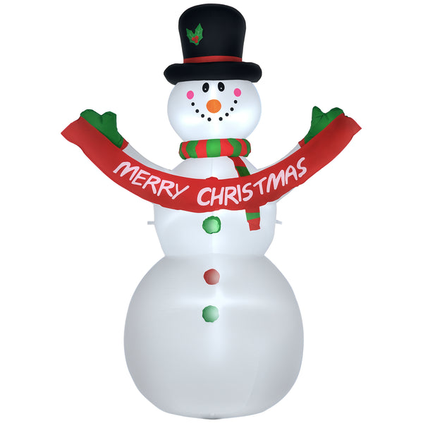 Bonhomme de neige gonflable de 2,4 mètres avec bannière lumineuse LED