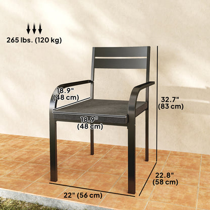 Chaises de salle à manger d'extérieur 2 pièces, structure en aluminium, coussin moelleux, gris