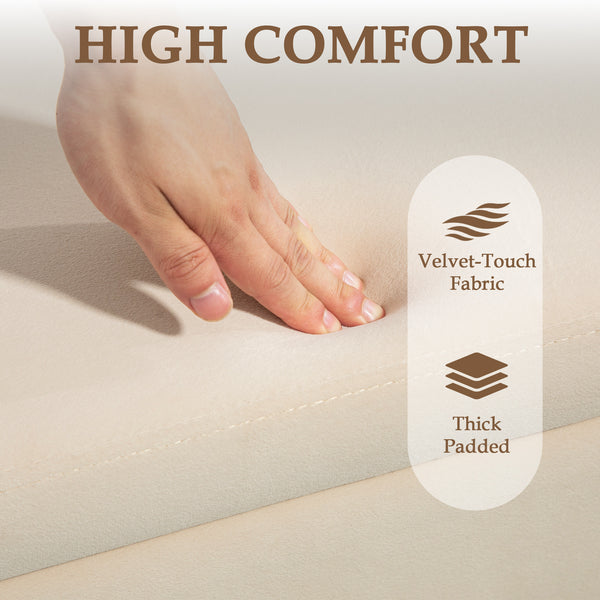 Banc ottoman de rangement rabattable avec pieds en métal, beige