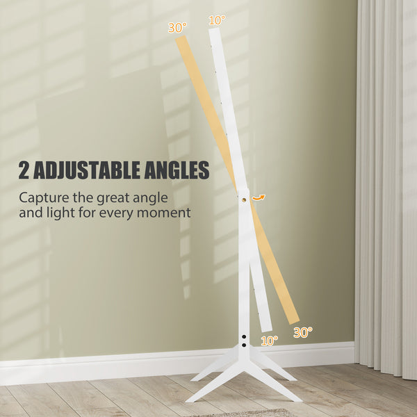 Miroir sur pied avec éclairage et angles réglables, 152 x 45 cm, blanc