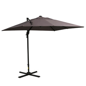 Parasol déporté carréde 8 pieds avec base en croix, marron clair