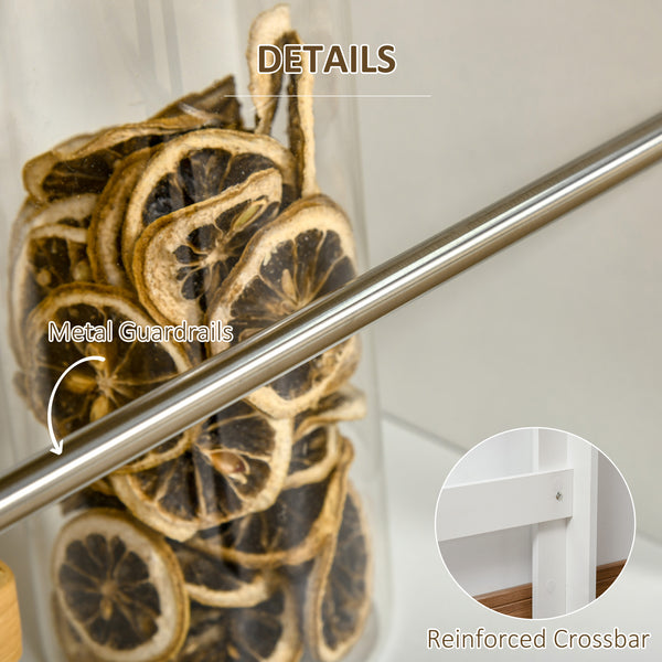 Bar table with 3 storage shelves, white