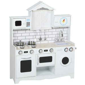 Cuisine pour enfants avec bouton sonore et horloge, blanche