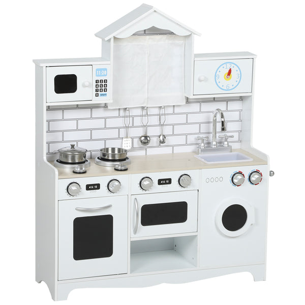 Cuisine pour enfants avec bouton sonore et horloge, blanche