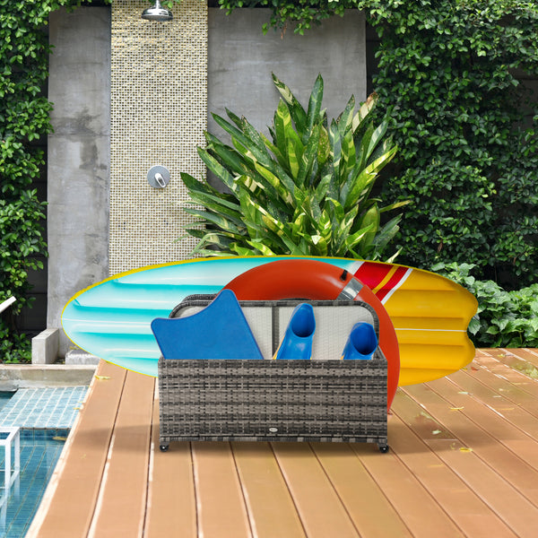 Rangement roulant pour piscine, gris