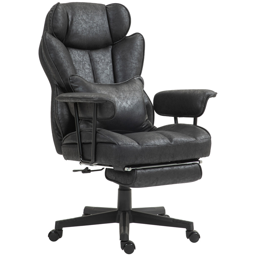 Fauteuil de bureau avec repose-pieds et soutien lombaire, noir