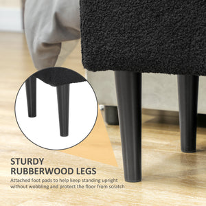 Banc de rangement moderne avec revêtement en laine d'agneau, noir