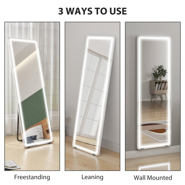 Full-length LED freestanding mirror with 3-color lighting
