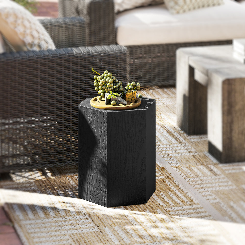 Table d'appoint hexagonale avec 4 pieds réglables, noire