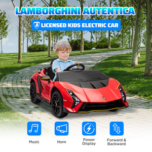 Voiture 12V Lamborghini Autentica sous licence avec télécommande, rouge