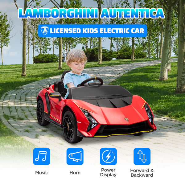 Voiture 12V Lamborghini Autentica sous licence avec télécommande, rouge