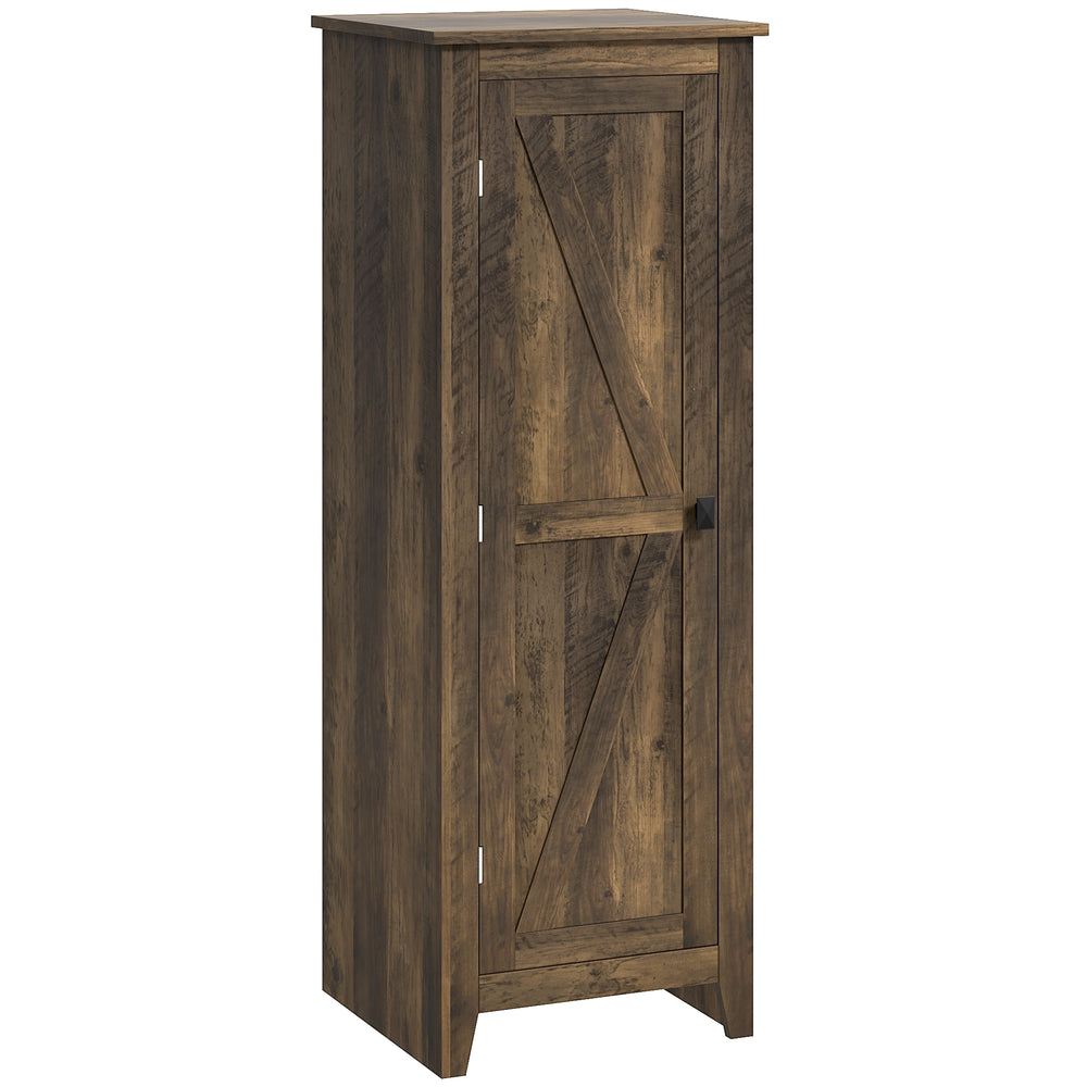 Meuble de rangement avec porte de grange et avec étagères réglables, marron