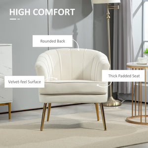 Fauteuil d'appoint moderne en tissu avec pieds en métal doré, blanc crème