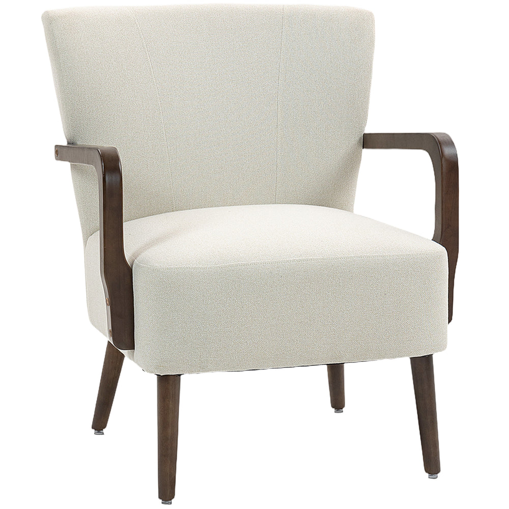Fauteuil d'appoint avec pieds en bois, rembourrage épais, blanc crème