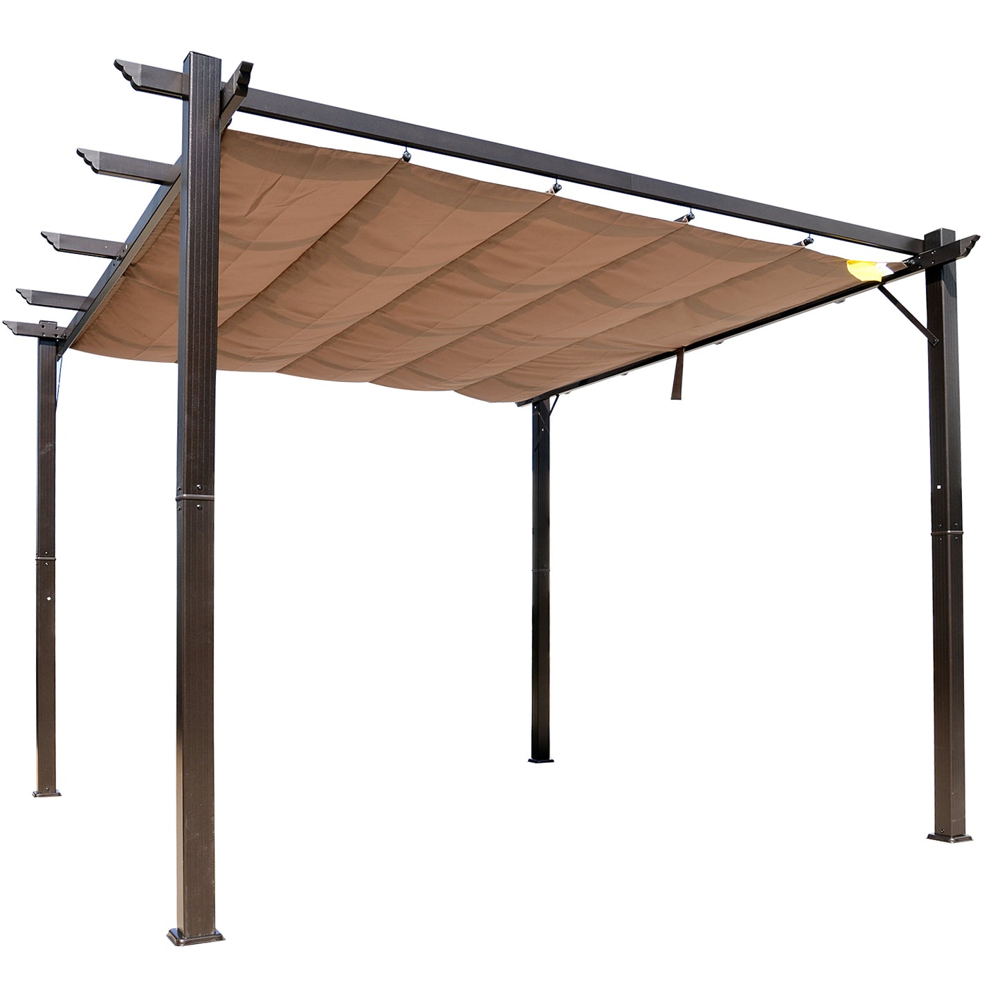 Pergola 10' x 10' en aluminium, Auvent de jardin carré, Beige
