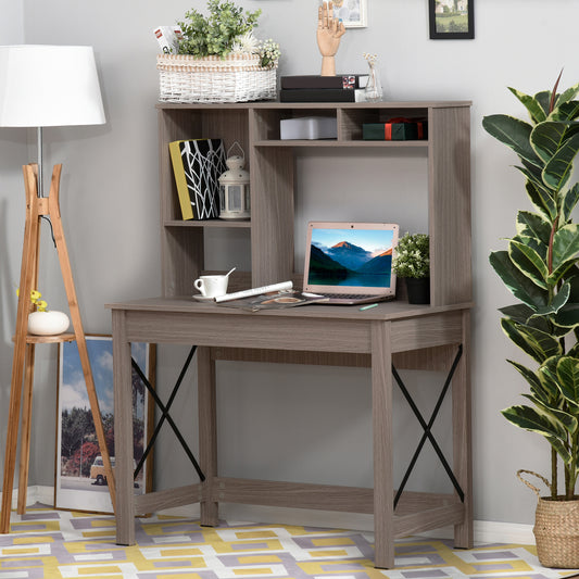 Bureau d'ordinateur avec rangement, marron