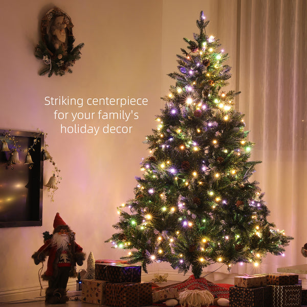 Sapin de Noël artificiel pré-éclairé de 7 pieds avec LED bicolore