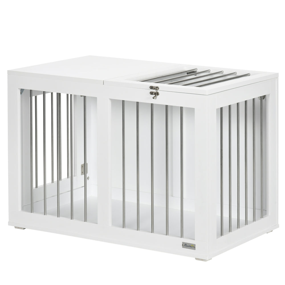 31.5-inch Double Door Pet Crate Furniture, White