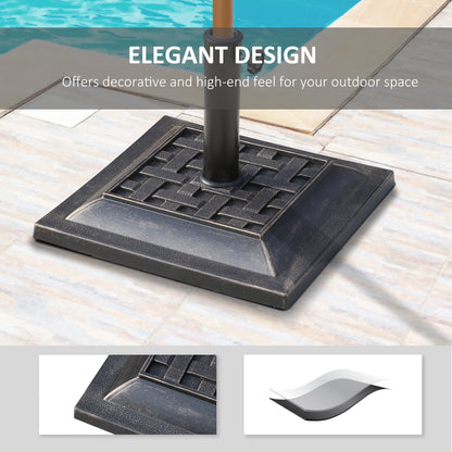 Support de parasol de patio en résine 20 lb avec base revêtue et poteau carré, Bronze