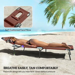 Lounge chair with face hole, brown