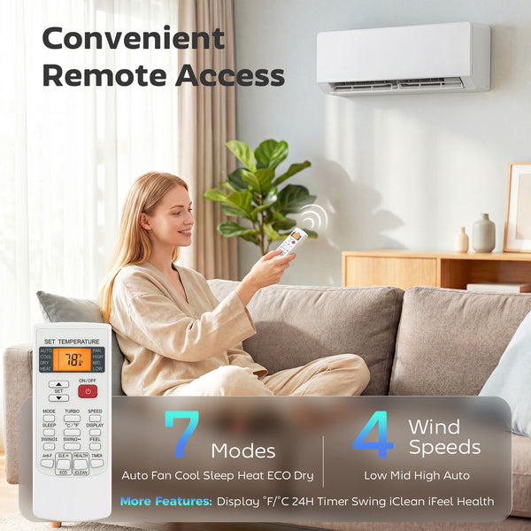 12000 BTU 22 SEER2 115V Wi-Fi-compatible Split Air Conditioner with Heat Pump and Inverter, Cools up to 750 Sq. Ft.