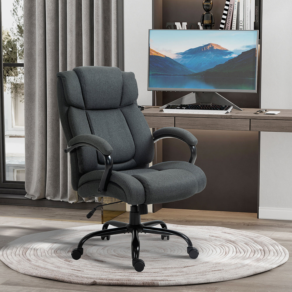 Chaise de bureau grande capacité avec assise large, ressorts ensachés et fonction bascule – Gris charbon