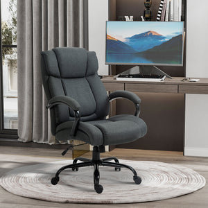 Chaise de bureau grande capacité avec assise large, ressorts ensachés et fonction bascule – Gris charbon