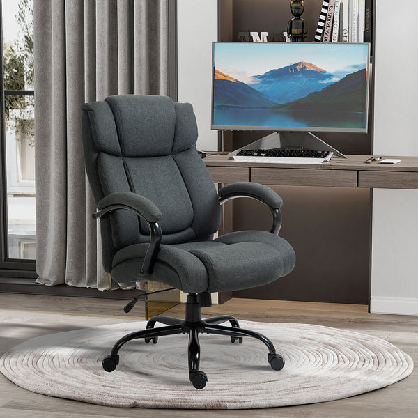 Chaise de bureau grande capacité avec assise large, ressorts ensachés et fonction bascule – Gris charbon