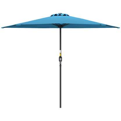 Outsunny 2.7m Half Round Parasol for Patio, Garden, Balcony, Window, Sun Shade with 5 Ribs, Light Blue