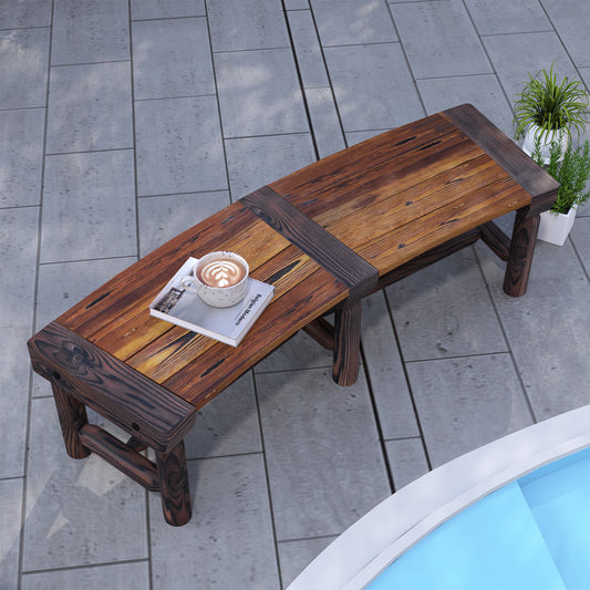 Banc d'extérieur en bois avec assise à lattes pour cour, marron
