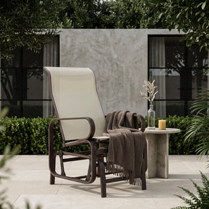 Outdoor Mesh Glider Swing Chair Patio Garden Rocking Gliding Seat Yard Porch Furniture, Brown Beige