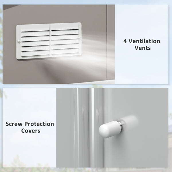 Abri de jardin pratique double porte coulissante, gris clair