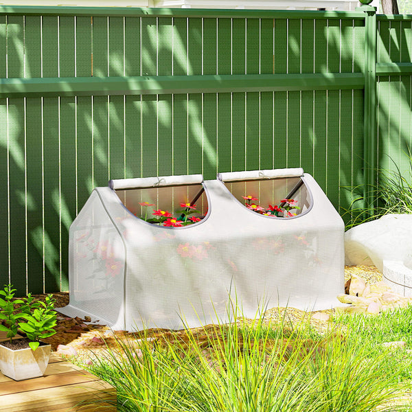 Portable mini tunnel greenhouse with 2 windows