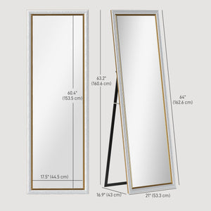 Miroir sur pied à poser ou mural, avec cadre, pour chambre à coucher, argenté