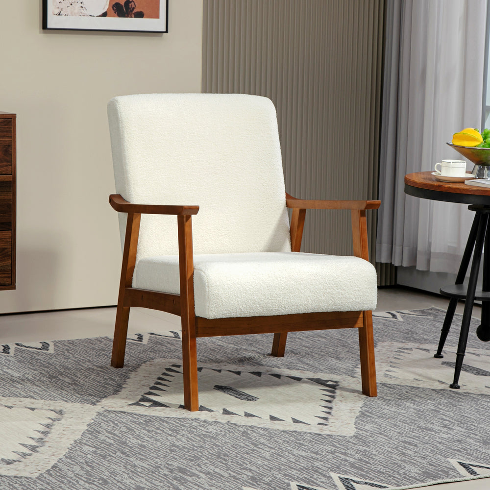 Fauteuil d'appoint avec assise large et rembourrage épais, blanc