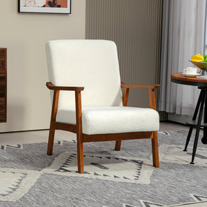 Fauteuil d'appoint avec assise large et rembourrage épais, blanc