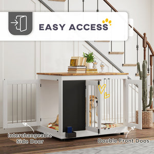 Meuble cage de 39" avec tableau noir, trois portes, blanc