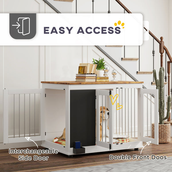 Meuble cage de 39" avec tableau noir, trois portes, blanc